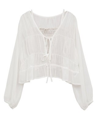 earth music&ecology ＳＥＴ２点シアーシャーリングブラウス＋インナー Off White