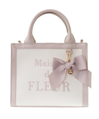 Maison de FLEUR ロゴ刺繍キャンバス2Wayトートバッグ Pink