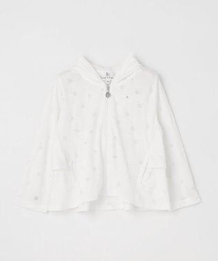 組曲 KIDS 【UVケア】【110-140cm】フラワーオパール パーカー オフホワイト系