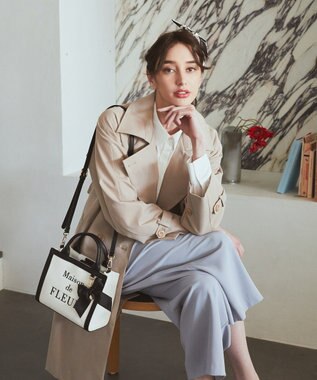 Maison de FLEUR ロゴ刺繍キャンバス2Wayトートバッグ Black