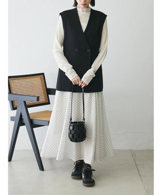 Green Parks AnriettMusee ネック切替デザインベスト Black