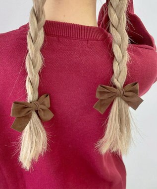 WEGO LベロアBIGリボンクリップ ブラウン