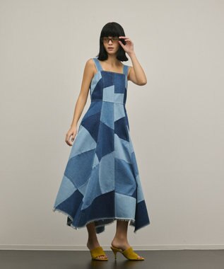 GRACE CONTINENTAL パッチワークデニムワンピース マルチ