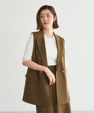 YECCA VECCA ドライタッチ金釦テーラードジレ Brown