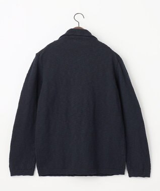 JOSEPH ABBOUD 【イタリア糸使用】コットンスラブ ニット ジャケット ネイビー系