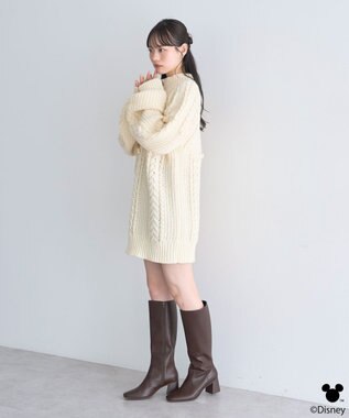 earth music&ecology 【予約】Disney/ポイントミッキーケーブルニット アイボリー