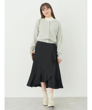 earth music&ecology ミニシャギーパールボタンカーディガン Light Gray