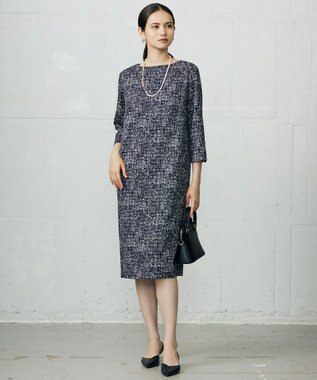自由区 S プリントジャガードストレッチ  ワンピース [新色]ネイビー系5