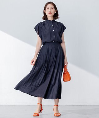 組曲 【大人気シリーズ】ギャザーライトデシン ブラウス ブラック系