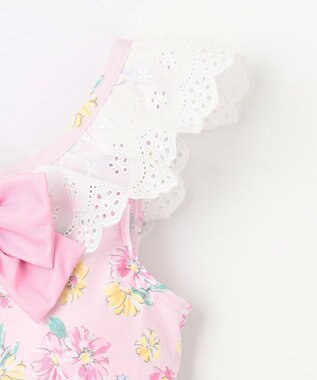 ANY KIDS 花柄×レース ワンピース水着 ピンク