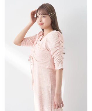 earth music&ecology やわらかカットソーレイヤード見えワンピース Pink