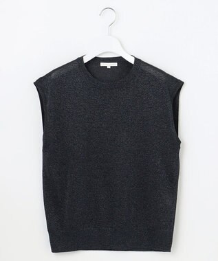 自由区 S 【カタログ掲載】カラーミックスラメスリーブレス ニット ネイビー