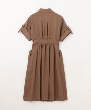 GRACE CONTINENTAL リネンタッチサファリドレス ブラウン