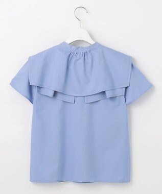 Feroux 【洗える】バイカラー ブラウス スカイブルー系