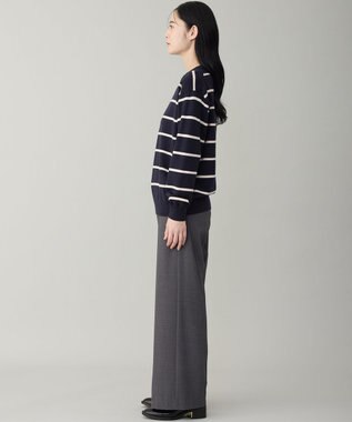 UNFILO MENS 【OCEANS YouTube 掲載/男女兼用】スムースシルキーニット 柄 ボーダー ネイビー×アイボリー