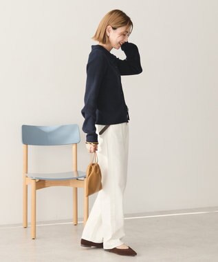 AMERICAN HOLIC バイパチ襟付き前あきリブプルオーバー Dark Navy