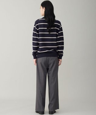 UNFILO MENS 【OCEANS YouTube 掲載/男女兼用】スムースシルキーニット 柄 ボーダー ネイビー×アイボリー