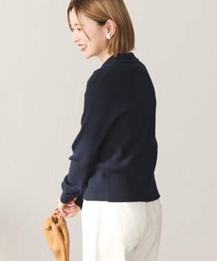 AMERICAN HOLIC バイパチ襟付き前あきリブプルオーバー Dark Navy