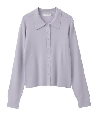 AMERICAN HOLIC バイパチ襟付き前あきリブプルオーバー ライラック