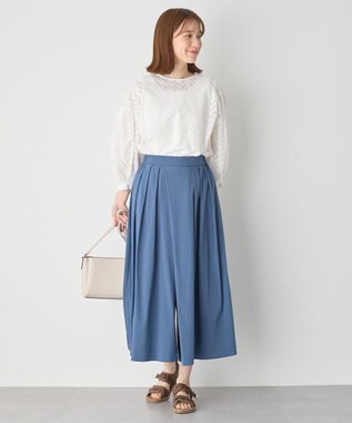 ANY L 【洗濯機可能/接触冷感/UVケア/イージーケア/ウエストゴム】清涼リラックススカーチョ ブルー