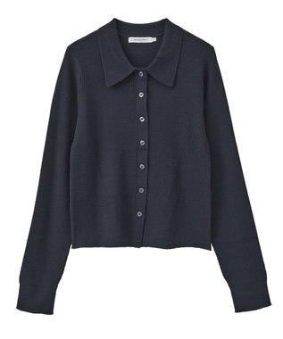 AMERICAN HOLIC バイパチ襟付き前あきリブプルオーバー Dark Navy