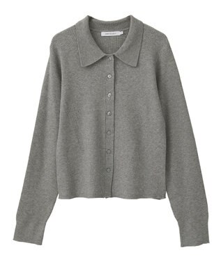 AMERICAN HOLIC バイパチ襟付き前あきリブプルオーバー Gray Mixture