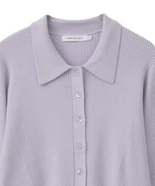 AMERICAN HOLIC バイパチ襟付き前あきリブプルオーバー ライラック