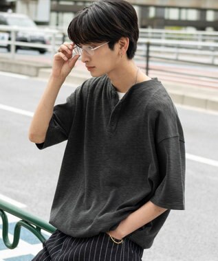 WEGO 【ユニセックス着用ITEM/MLサイズ展開】スラブヘンリーネックT（SS）