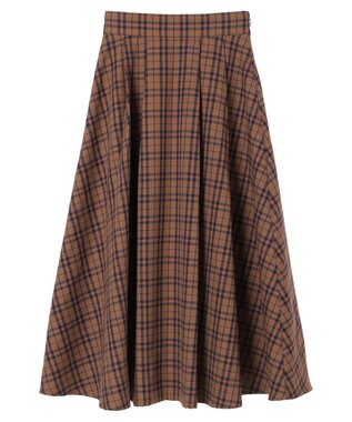 earth music&ecology チェックフレアスカート Check Brown