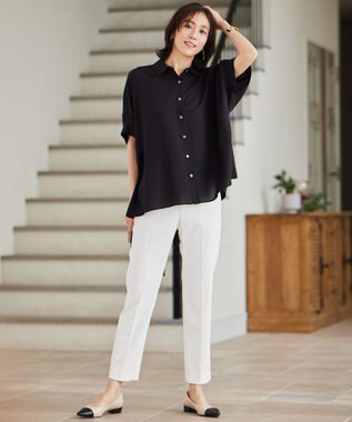 自由区 L 【接触冷感・UVカット・吸水速乾・洗える】シェルタリングテーパード パンツ オフ