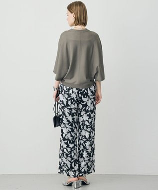 ICB L フライスリーブ Vネックカーディガン スティールカーキ