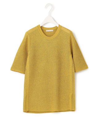 ICB 【WEB限定カラーあり・洗える】 ペーパーブレンドシャインニット 5分袖プルオーバー イエロー系
