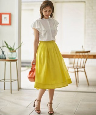 組曲 L 【洗える・シワになりにくい】カラーボイル シアーフレアスカート イエロー系