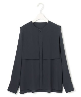 ICB L 【UVケア・速乾・接触冷感・洗える】BackSatinAmunzen デザインブラウス ネイビー系