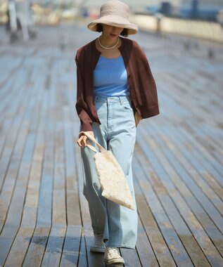 23区 S 【新色追加/見上愛さん着用】オーガニック コットンリブ タンクトップ スカイブルー系