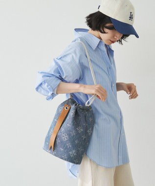 russet デニムジャガード3WAY巾着バッグ(CE-1688) Indigo