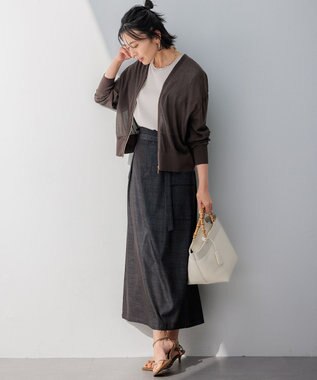 23区 S 【一部店舗限定/洗える】ライトシアーニット ジップカーディガン スレート系