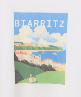 自由区 【洗える】VINTAGE PHOTO Tシャツ オフ×ブルー系