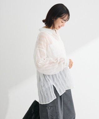 Green Parks シアーワッシャーロングスリーブシャツ Off White