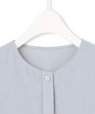 ICB L 【UVケア・速乾・接触冷感・洗える】BackSatinAmunzen デザインブラウス サックスグレー系