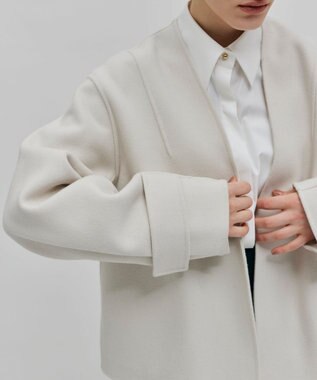 BEIGE， GRASSE / リバーウールクロップドコート Ecru