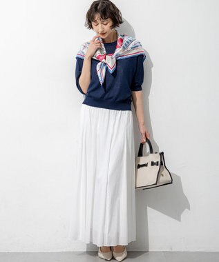 23区 【先行予約】ピュアリネンハイゲージ パフスリーブ ニット ネイビー系