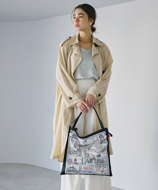 TOPKAPI 【TREASURE TOPKAPI】マイルドサテン スカーフ柄 トートバッグ スーベニアプリント ブラック