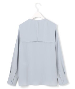 ICB L 【UVケア・速乾・接触冷感・洗える】BackSatinAmunzen デザインブラウス サックスグレー系