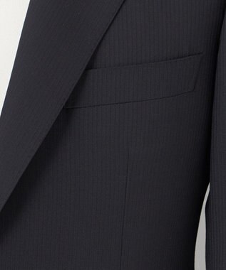 GOTAIRIKU オールシーズン対応【御幸毛織】WOOL×SOLOTEX ストレッチスーツ（ブラックストライプ） ブラック系1