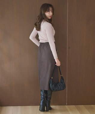 Feroux 【洗える】ロゴリブ プルオーバー ニット ピンク系