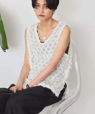 AMERICAN HOLIC Ｖネックシャギーベスト Ivory