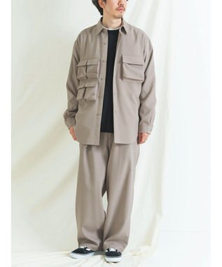 CRAFT STANDARD BOUTIQUE ポリエステルツイルベルテッドパンツ Gray Beige