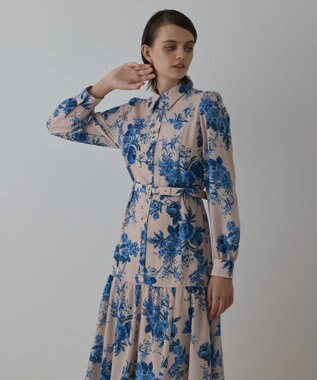 ブーケフラワープリントワンピース