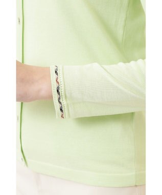 DAKS チェックジャカードコットンクルーネックカーデ グレーグリーン